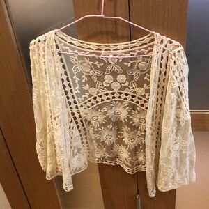 ‼️‼️ $4 final Off-White / Cream Crochet-Style Sheer Shrug